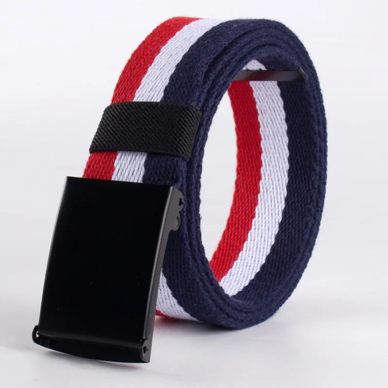 Fashion Canvas Belts Men Women Waist Belt Metal Buckle Belt Top Quality Unisex Rainbow Waistband Jeans Accessories 100-140cm