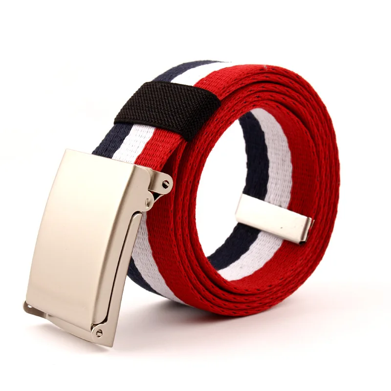 Fashion Canvas Belts Men Women Waist Belt Metal Buckle Belt Top Quality Unisex Rainbow Waistband Jeans Accessories 100-140cm