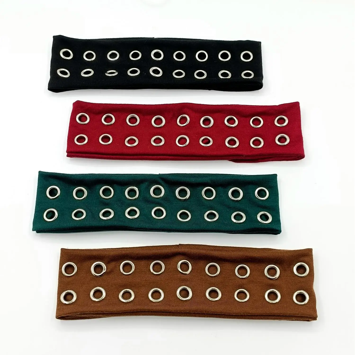 Y2K Girl Hollowed Out Wide Elastic Headband With Eyelets Punk Headwrap Rock Grunge Stretchy Headbands for Women Hair Accessories