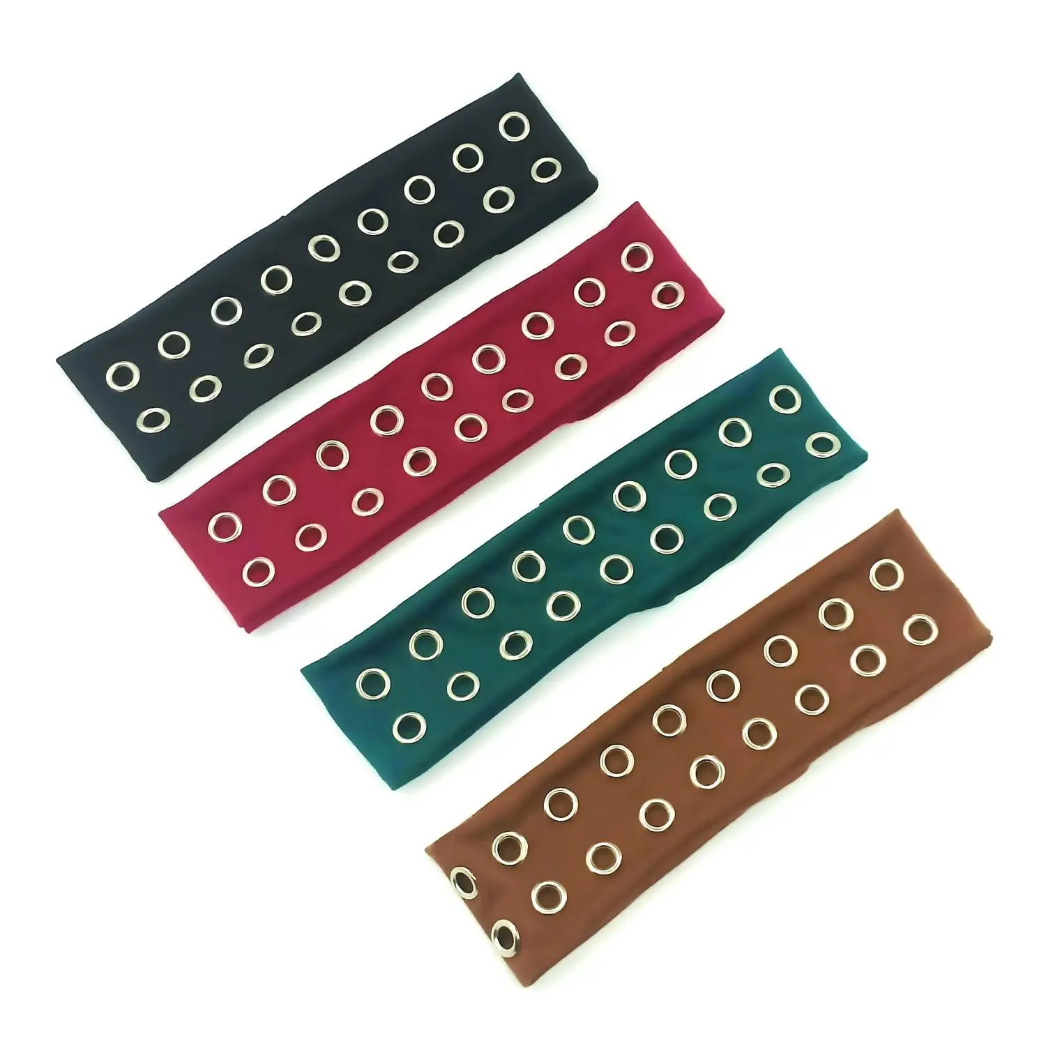Y2K Girl Hollowed Out Wide Elastic Headband With Eyelets Punk Headwrap Rock Grunge Stretchy Headbands for Women Hair Accessories