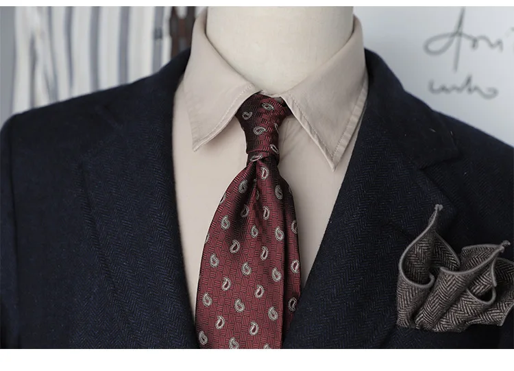 8cm Luxury Silk Neckties Men's Formal Business Ties Paisley Striped Red Navy Neck Tie Handmade Casual Neckwear Skinny Tie Cravat