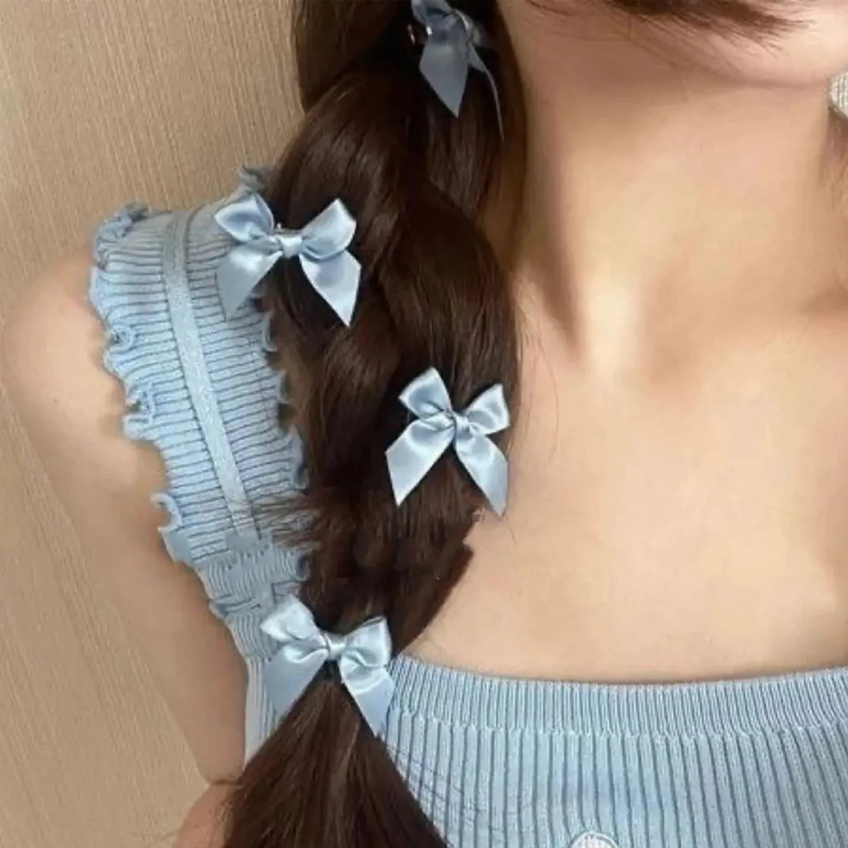18pcs Women Hair Accessories Set Colorful Ribbons Bows Hair Clips Cute Hair Claw Straps Fashionable Sweet Silk Ribbon Hairpin