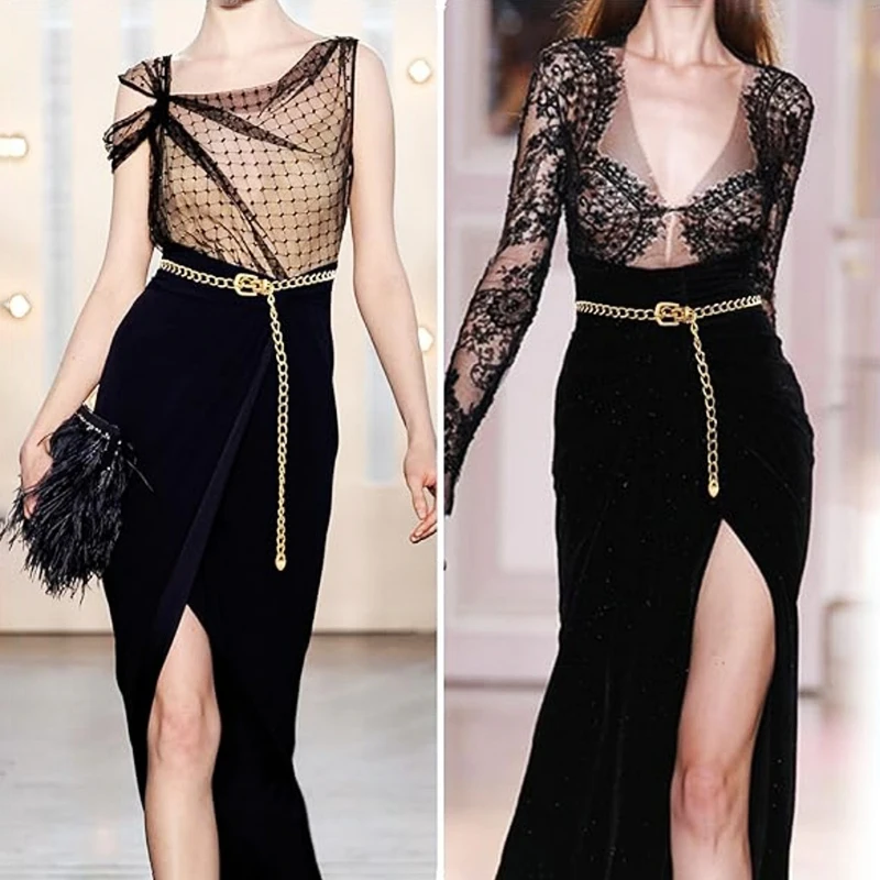 Fashion Metal Waist Chain Simple Dress Corset Waist Belt Unisex Body Jewelry Accessories for Parties Special Occasions