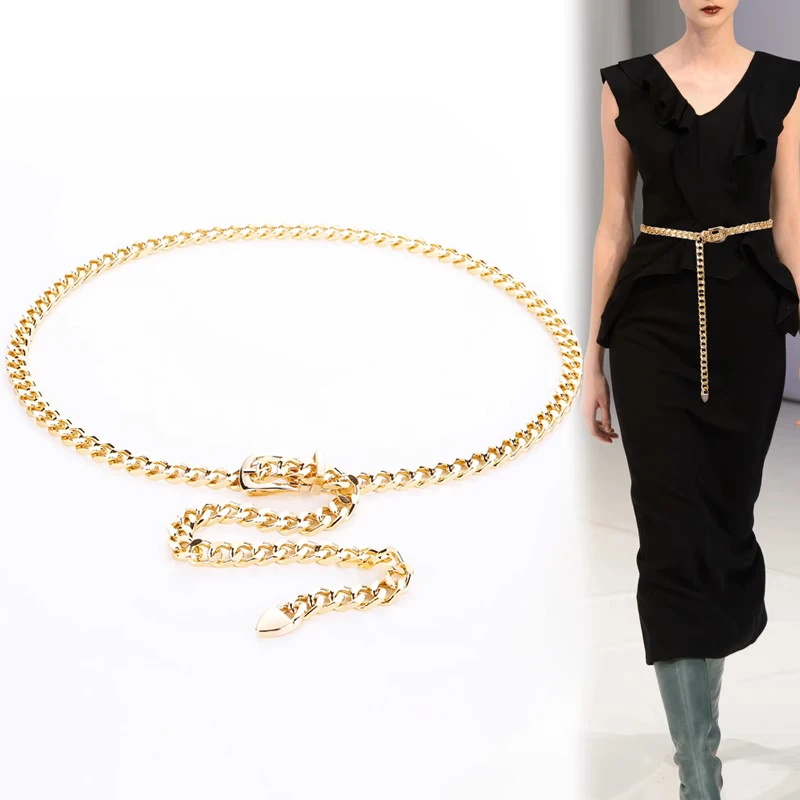 Fashion Metal Waist Chain Simple Dress Corset Waist Belt Unisex Body Jewelry Accessories for Parties Special Occasions