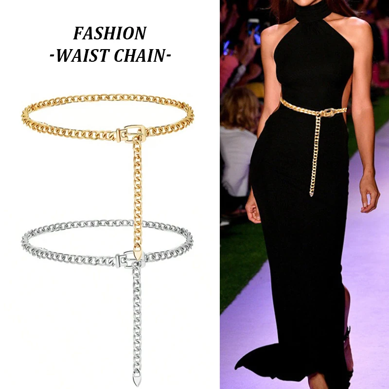 Fashion Metal Waist Chain Simple Dress Corset Waist Belt Unisex Body Jewelry Accessories for Parties Special Occasions