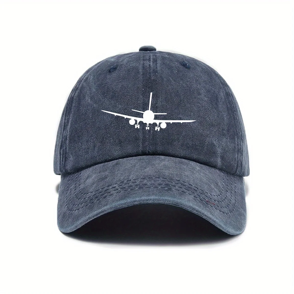 Airplane printed baseball cap with simple design, daily fashion, men's and women's outdoor equipment