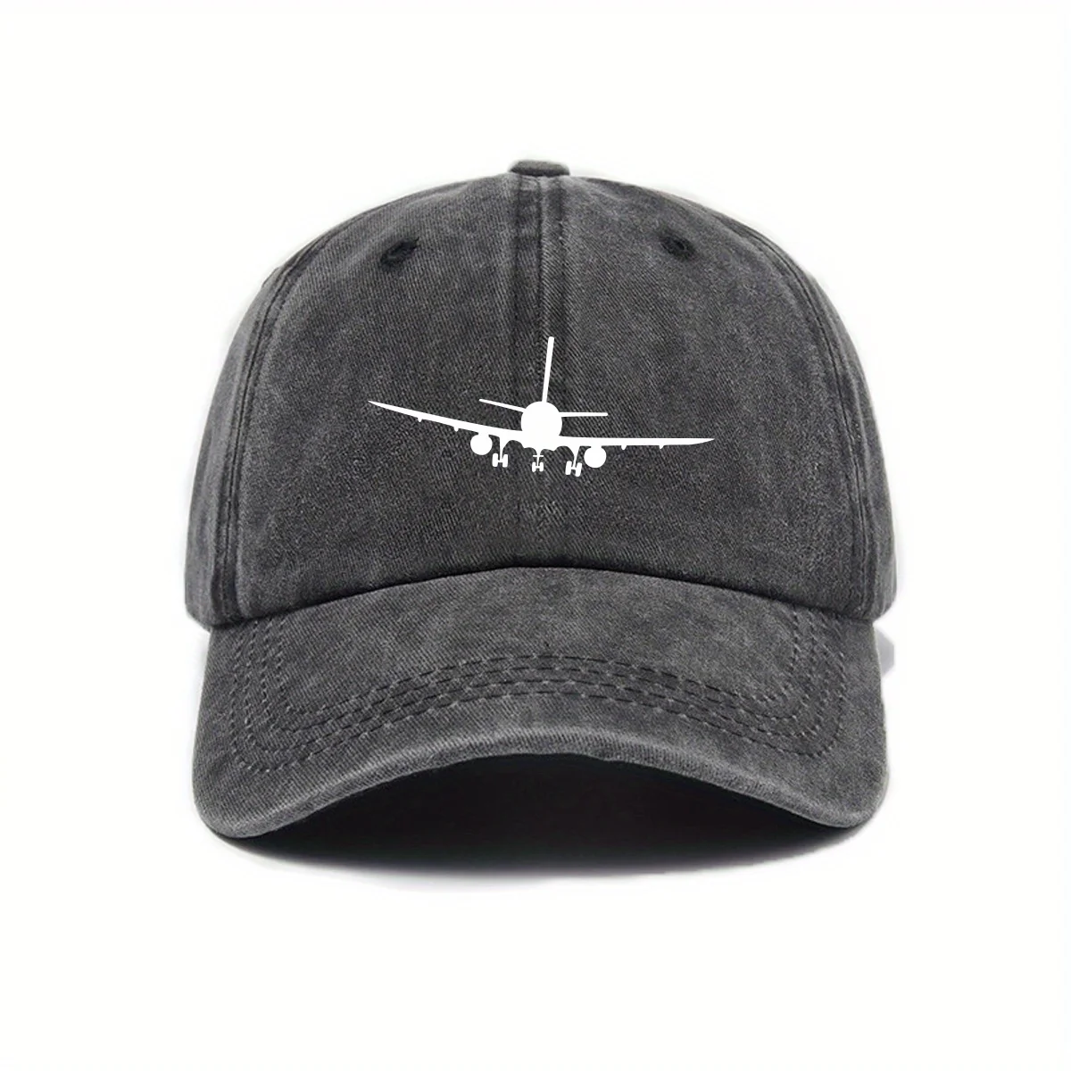 Airplane printed baseball cap with simple design, daily fashion, men's and women's outdoor equipment