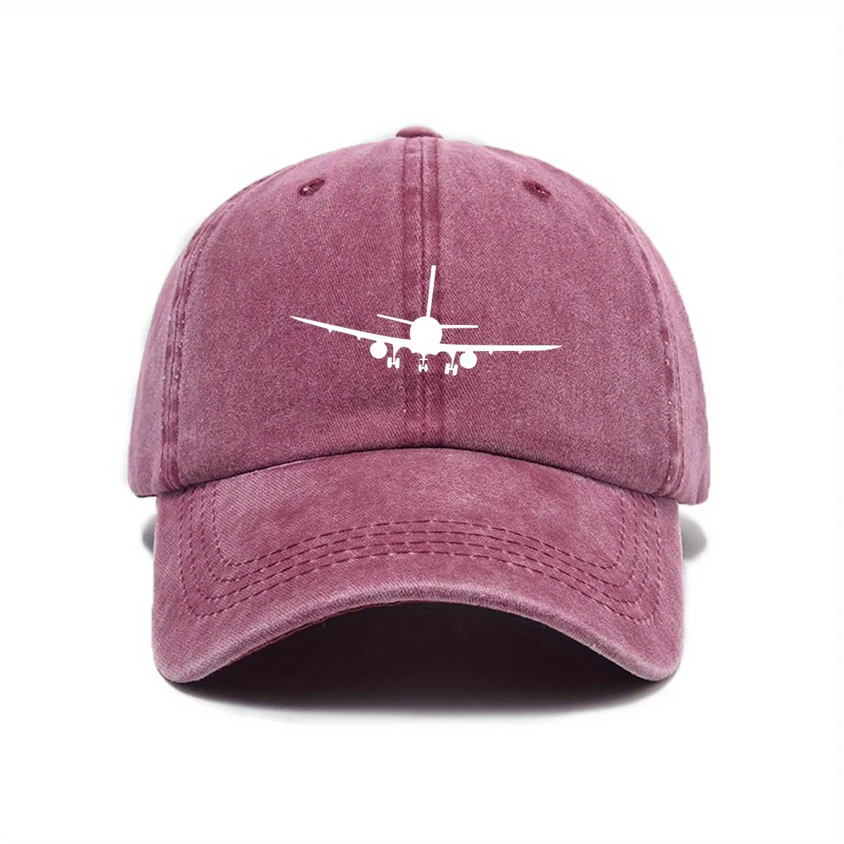 Airplane printed baseball cap with simple design, daily fashion, men's and women's outdoor equipment