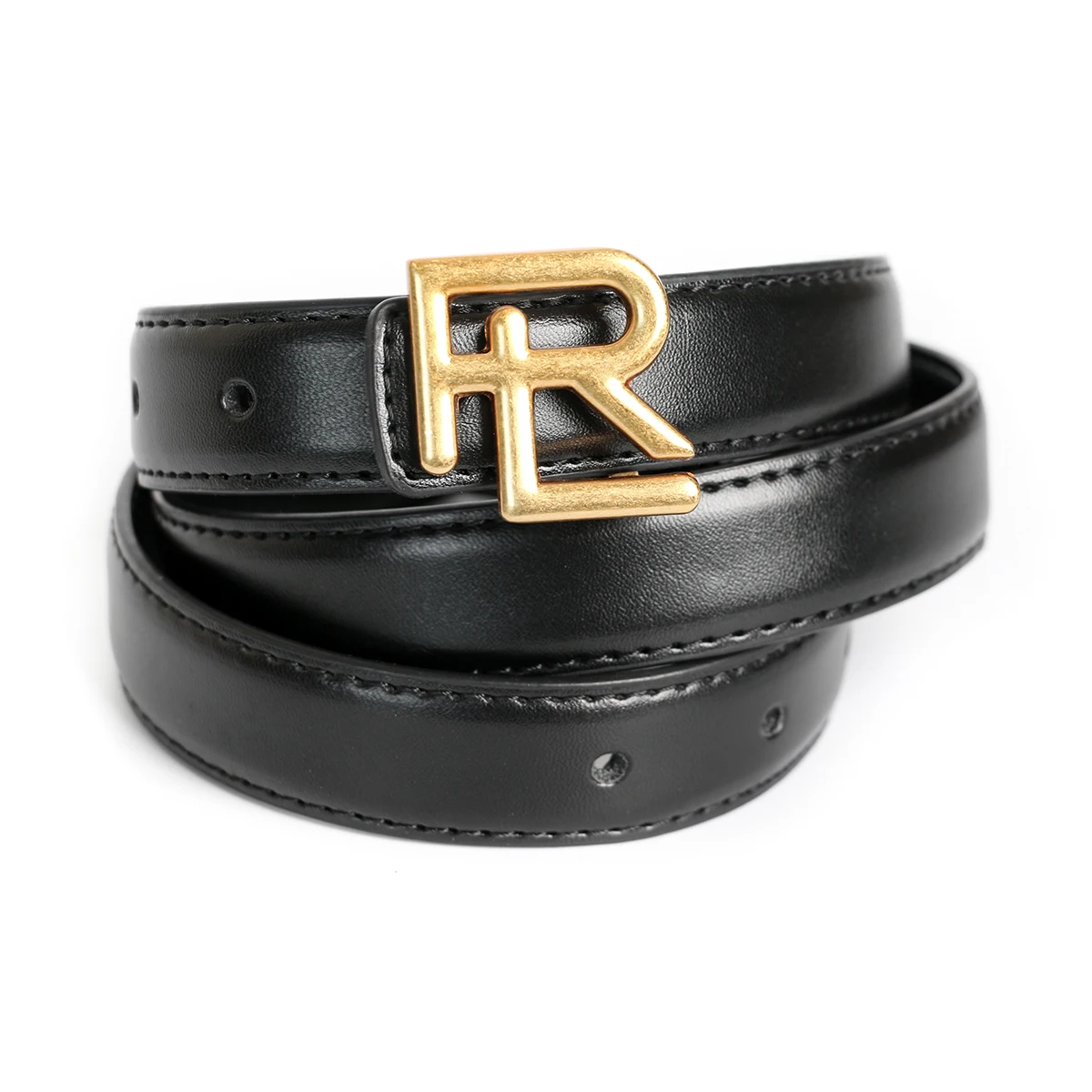 Narrow Female Cowhide Luxury Designer Brand Letter Buckle Belt Women Genuine Real Leather Dress Strap for Jeans Waistband 23mm