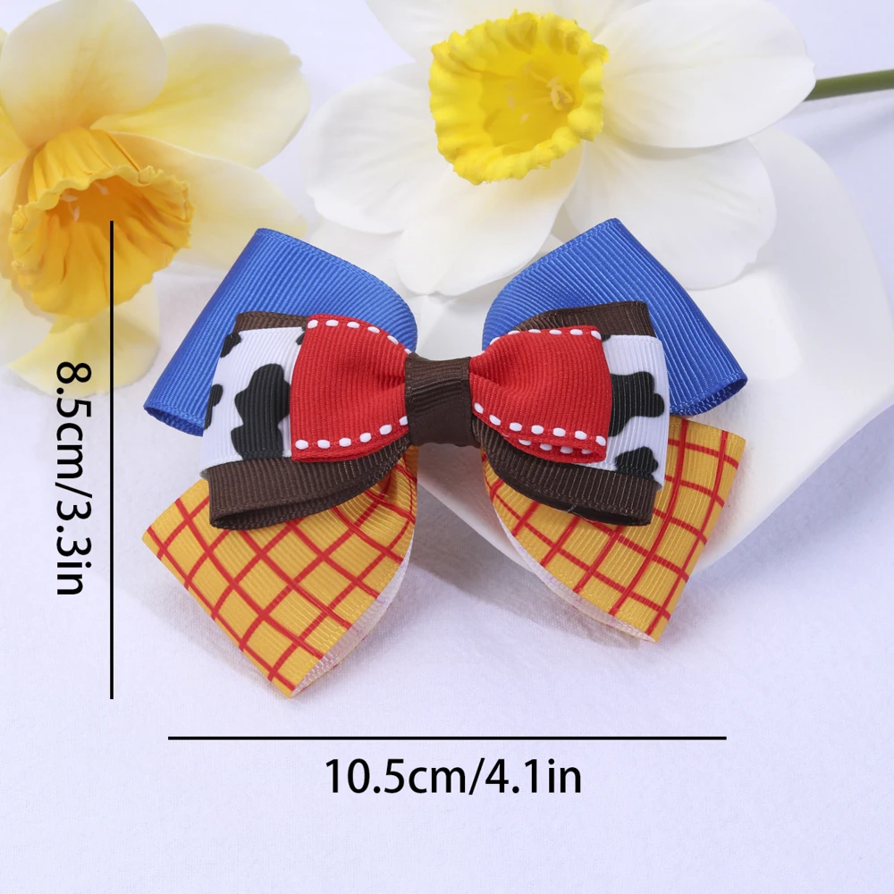 Girly Triple Bow Clip Sweet Pastel Barrette For Girls 3-layer Cute Ice Cream Plaid Cow Print Hairpin Kids Headdress Accessories
