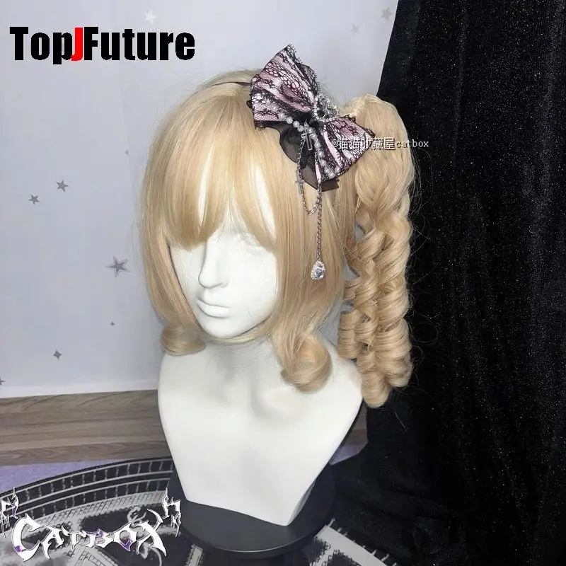 Heavy Industry Gothic Lolita Cosplay Black Pink Lolita Lovely Japanese Girl Harajuku Subculture Bow Lace Love Pearl Headband