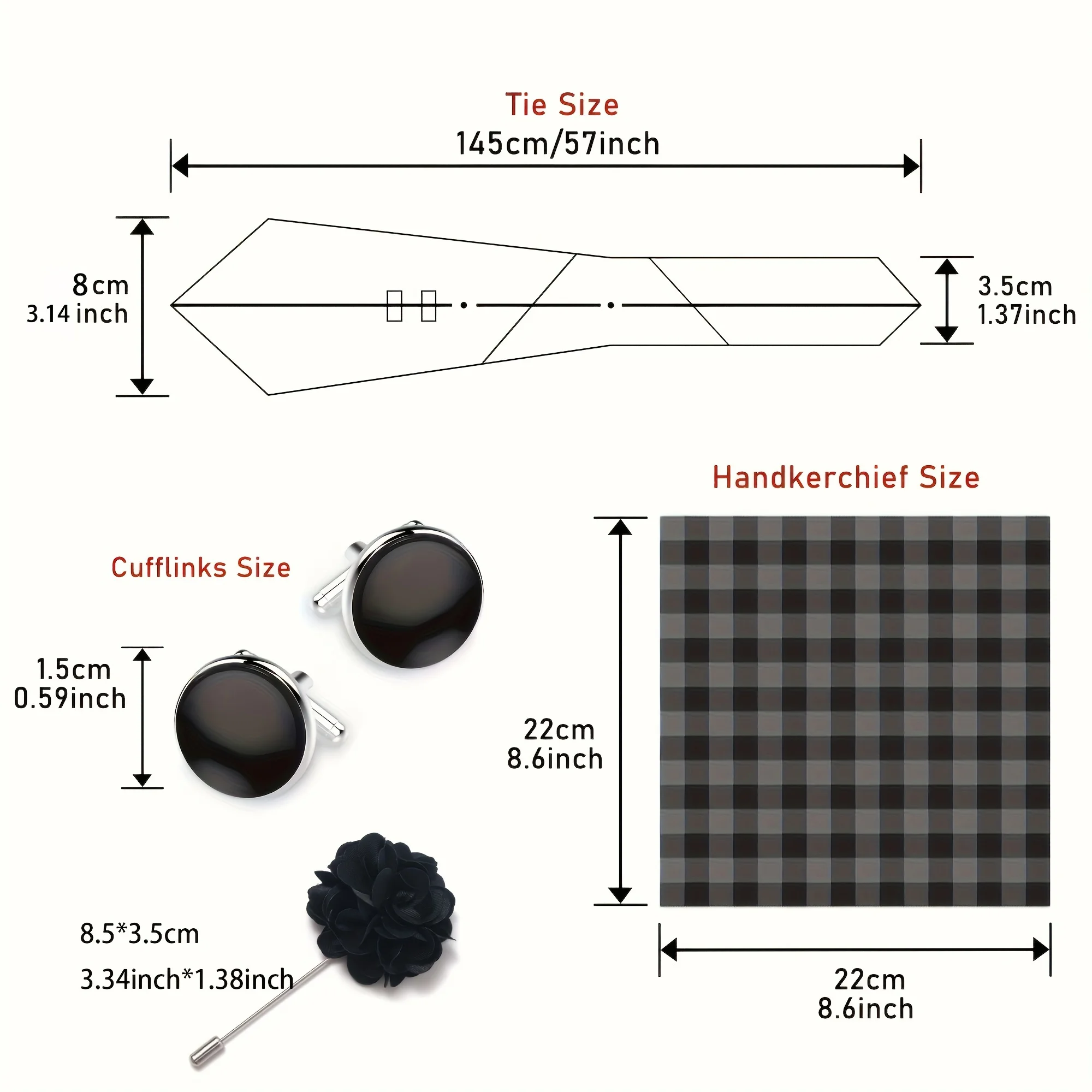 New Style 8 CM Red Paisley Tie Handkerchief Cufflink Pin Set For Men Necktie Clothing Accessories Wedding Gravatas Fit Party