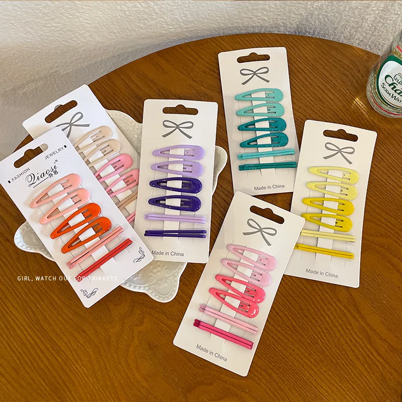 8Pcs/Set 5cm Candy Color Waterdrop Shape Hairpins Sweet Hair Clips Girls Kids Barrettes Slid Clip Fashion Hair Accessories