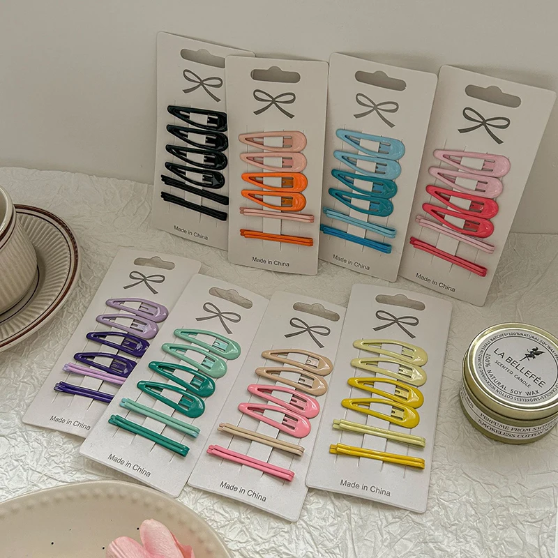 8Pcs/Set 5cm Candy Color Waterdrop Shape Hairpins Sweet Hair Clips Girls Kids Barrettes Slid Clip Fashion Hair Accessories