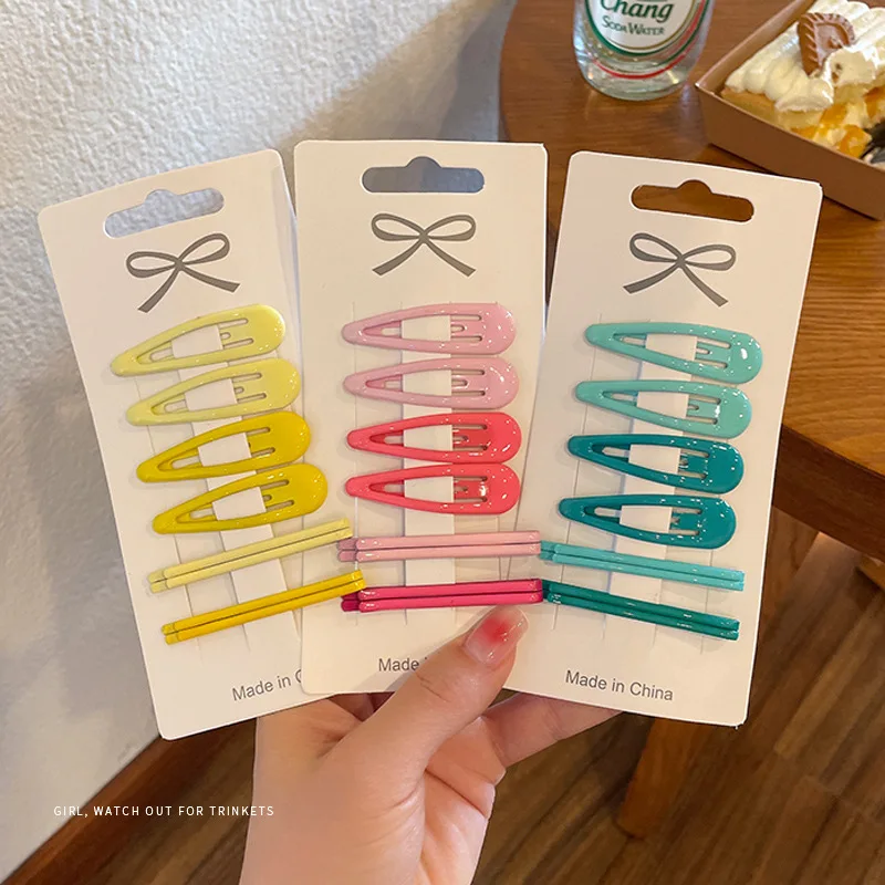 8Pcs/Set 5cm Candy Color Waterdrop Shape Hairpins Sweet Hair Clips Girls Kids Barrettes Slid Clip Fashion Hair Accessories