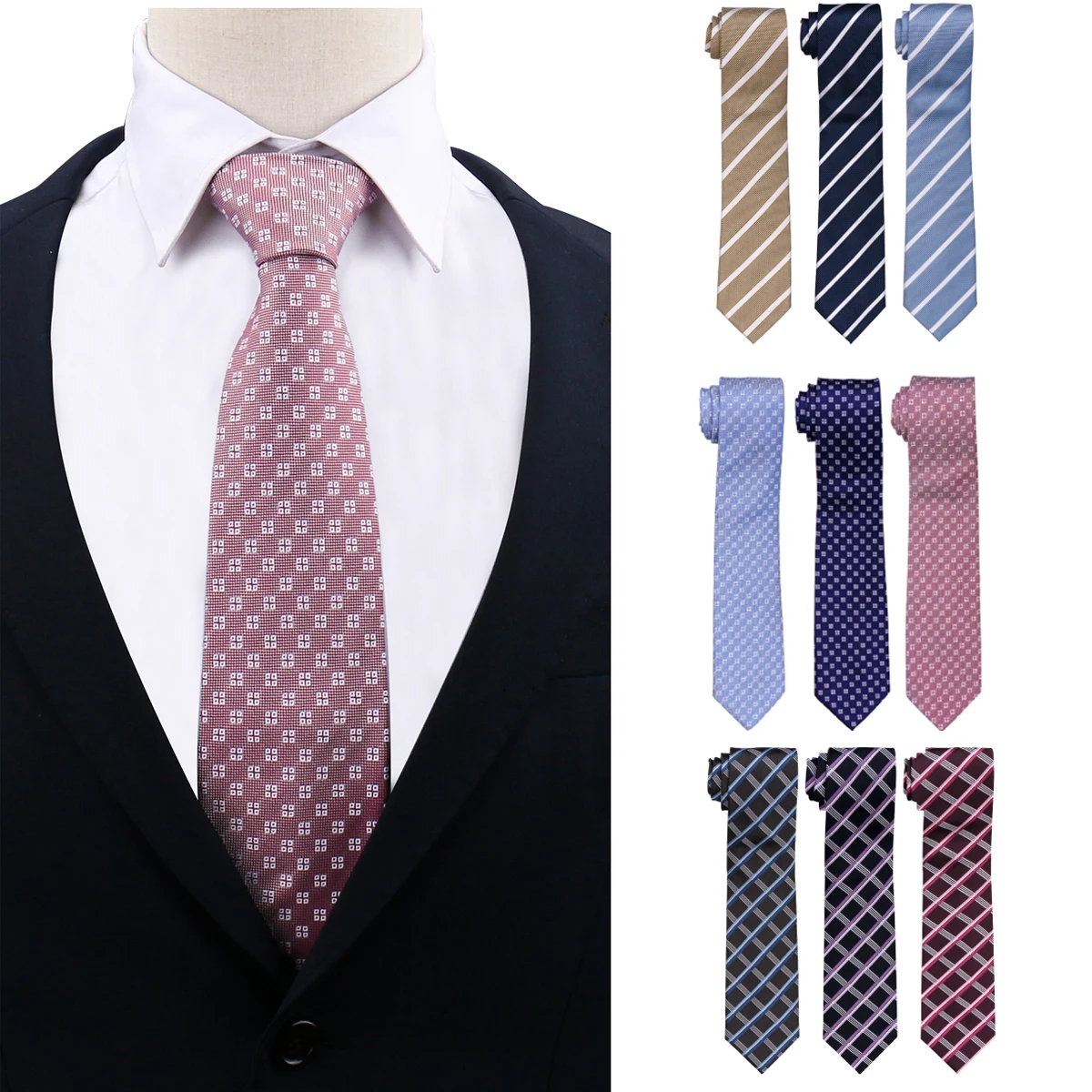 Tie Set Gift Box For Man Necktie Pocket Square Set For Business Daily Wear Office Workplace Suit Accessories Ties Hanky Gravatas