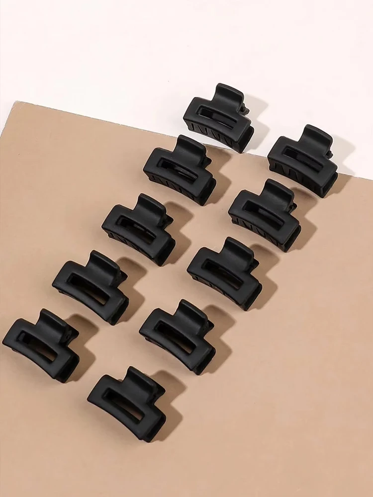 10 Pcs Small Hair Clips for Women Girl Matte Rubber Coating Rectangle Hair Claw Clips for Women Thin Fine Short Hair Accessories