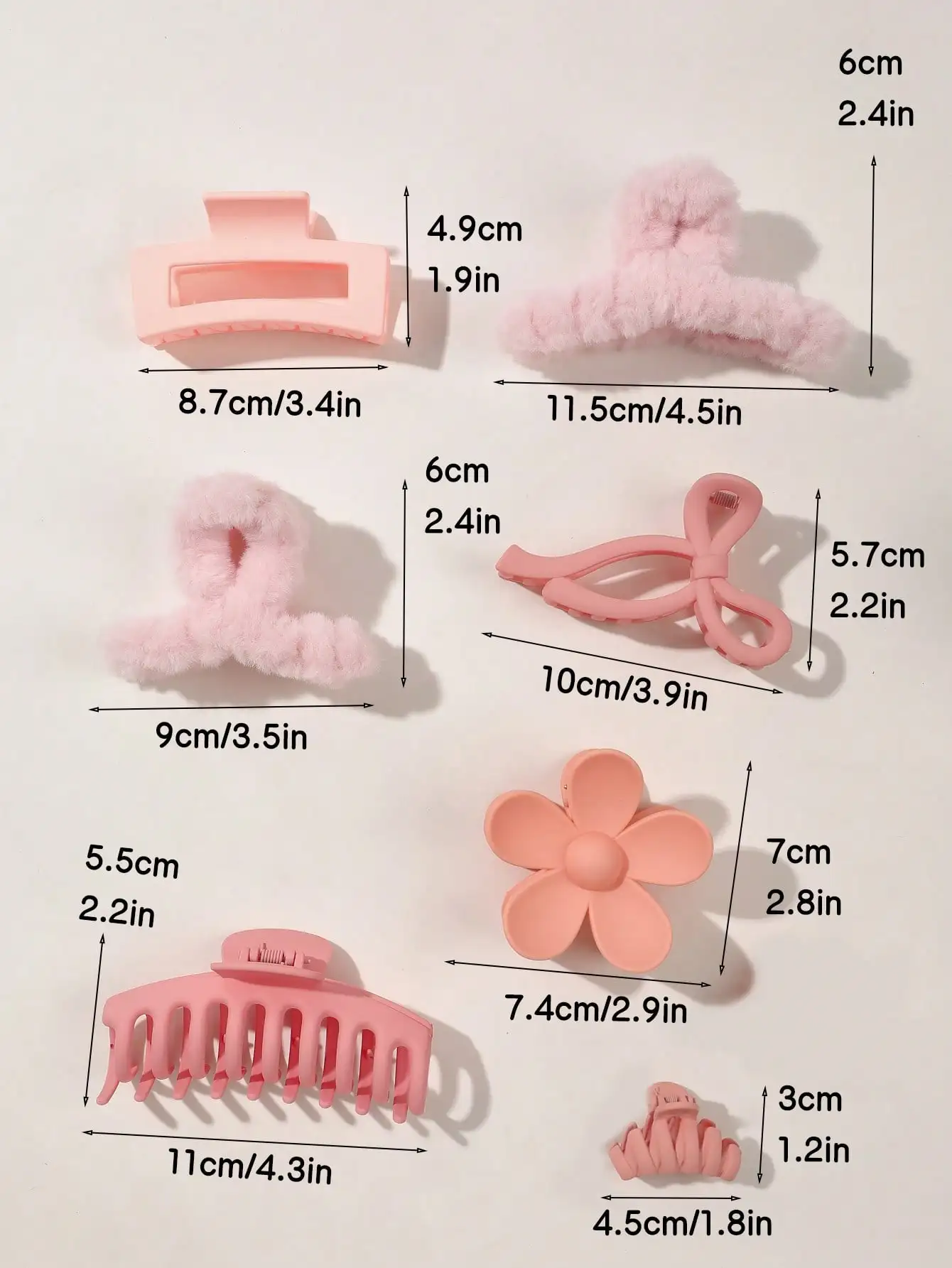 8Pcs Autumn Winter Pink Fashion Hair Accessories for Women 4.9Inch Large Hair Claw Clips,Matte Banana Clip,Strong Hold Jaw Clip