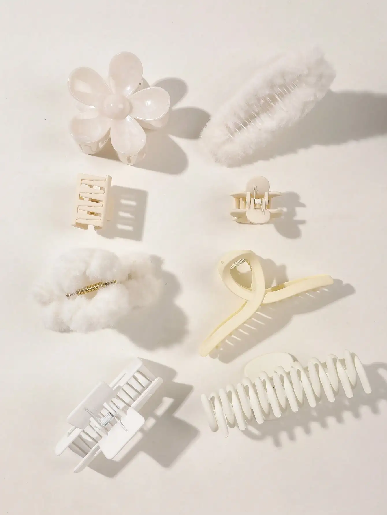 8Pcs Autumn Winter Pink Fashion Hair Accessories for Women 4.9Inch Large Hair Claw Clips,Matte Banana Clip,Strong Hold Jaw Clip