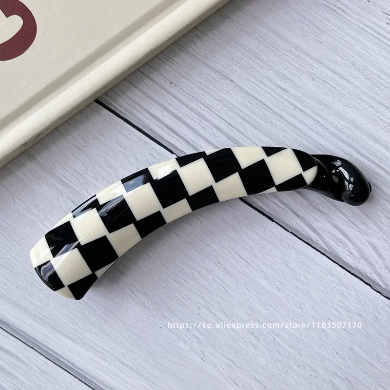 French retro curved banana clip ~ South Korea France leopard-print tortoise shell ponytail clip vertical clip back of the head h