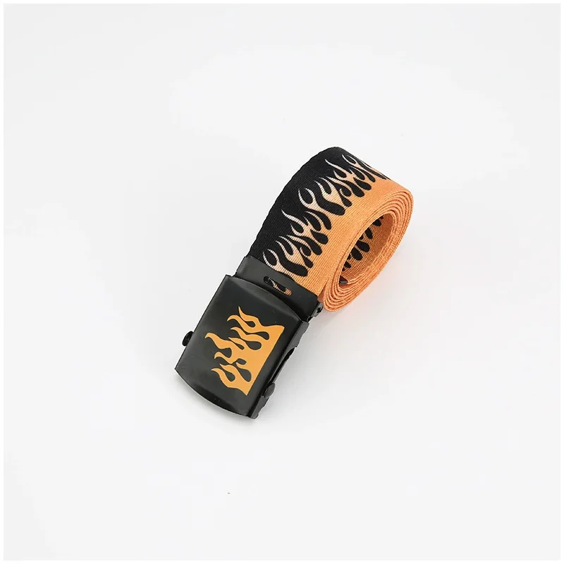 Hip Hop StreetFashion Men's Canvas Belt Male Personalized Casual Flame Belt Designer Belts For Women Cowboy Strap Punk Waistband