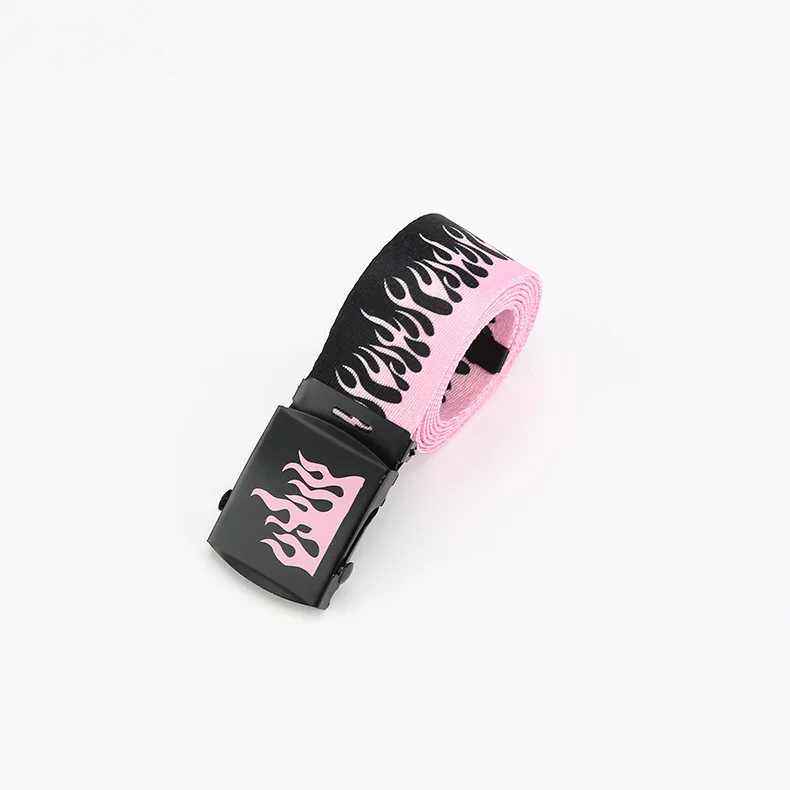 Hip Hop StreetFashion Men's Canvas Belt Male Personalized Casual Flame Belt Designer Belts For Women Cowboy Strap Punk Waistband