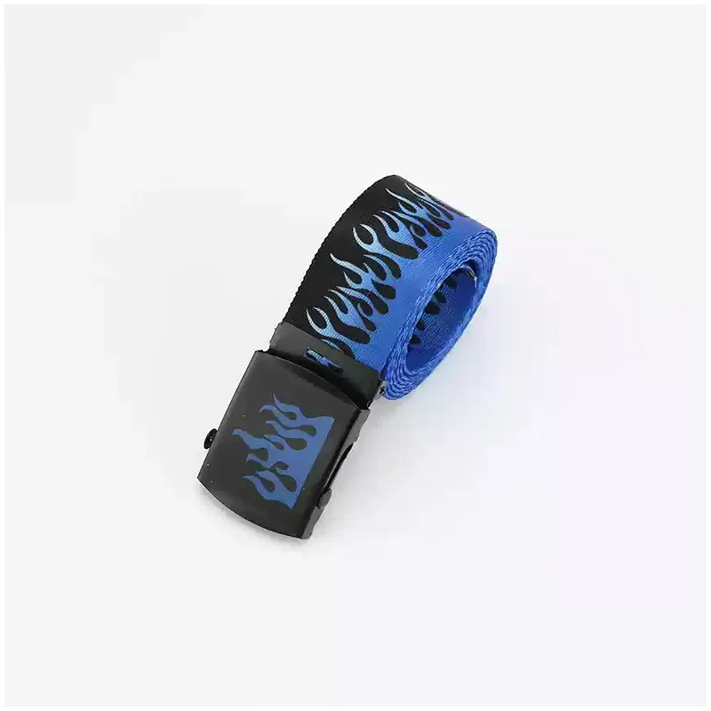 Hip Hop StreetFashion Men's Canvas Belt Male Personalized Casual Flame Belt Designer Belts For Women Cowboy Strap Punk Waistband