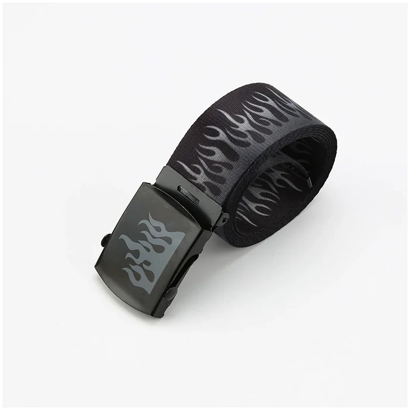 Hip Hop StreetFashion Men's Canvas Belt Male Personalized Casual Flame Belt Designer Belts For Women Cowboy Strap Punk Waistband