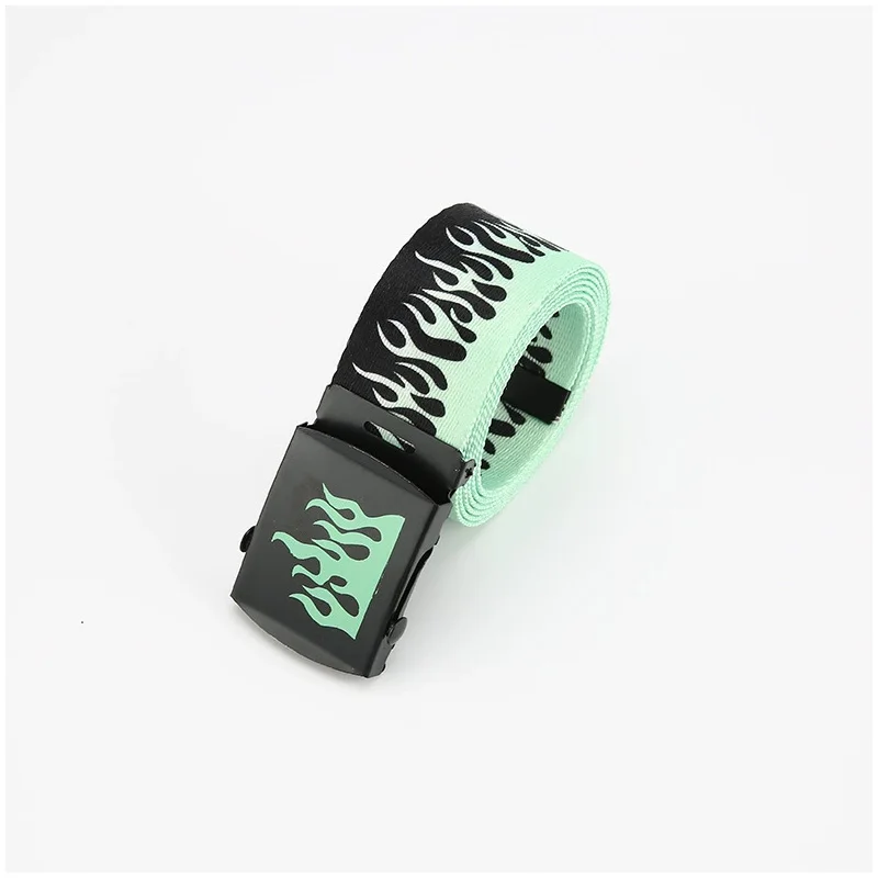 Hip Hop StreetFashion Men's Canvas Belt Male Personalized Casual Flame Belt Designer Belts For Women Cowboy Strap Punk Waistband