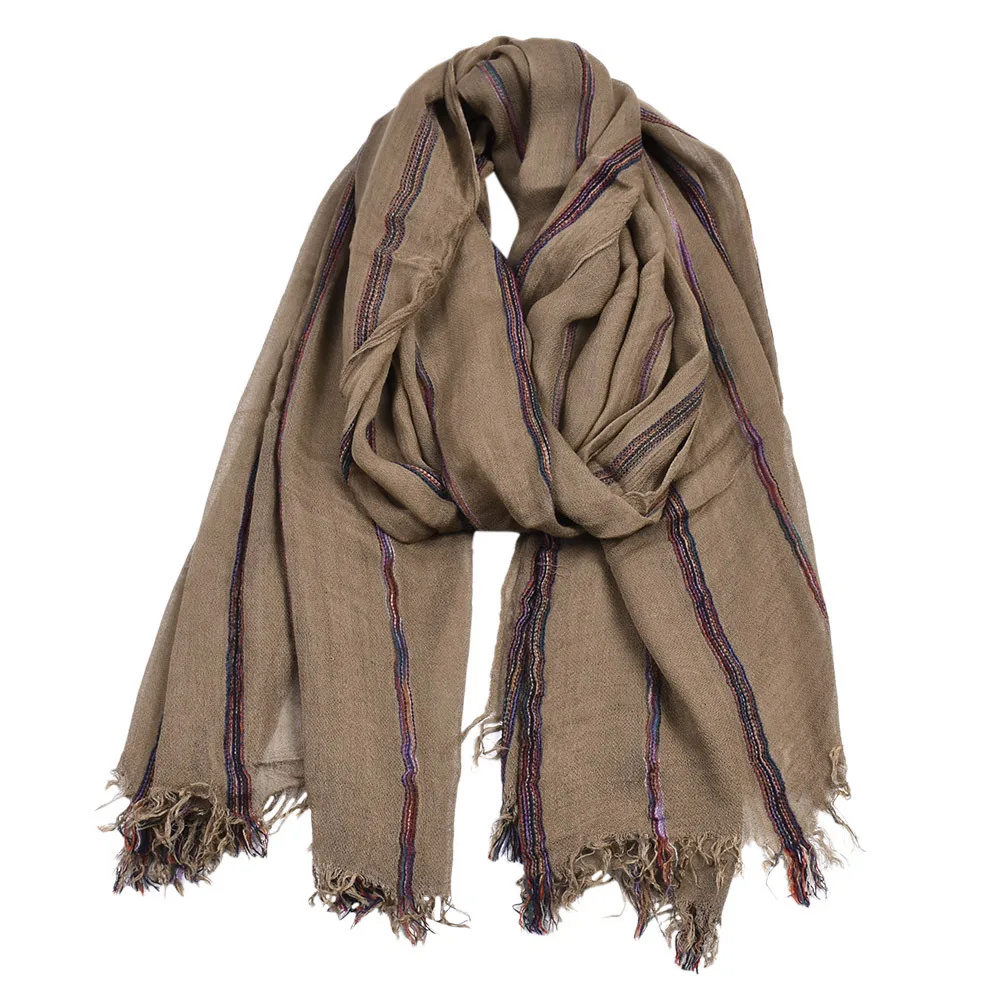 Cotton Linen Fashion Striped Men Scarf Autumn Winter Warm Scarves Short Tassel Bufanda Male Accessories Pashmina Shawl