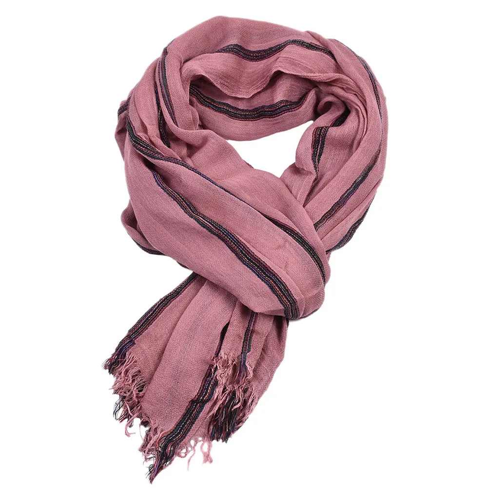 Cotton Linen Fashion Striped Men Scarf Autumn Winter Warm Scarves Short Tassel Bufanda Male Accessories Pashmina Shawl