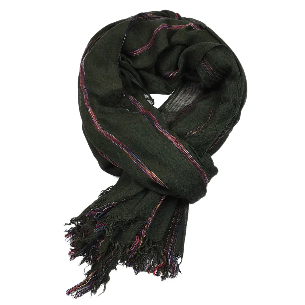 Cotton Linen Fashion Striped Men Scarf Autumn Winter Warm Scarves Short Tassel Bufanda Male Accessories Pashmina Shawl