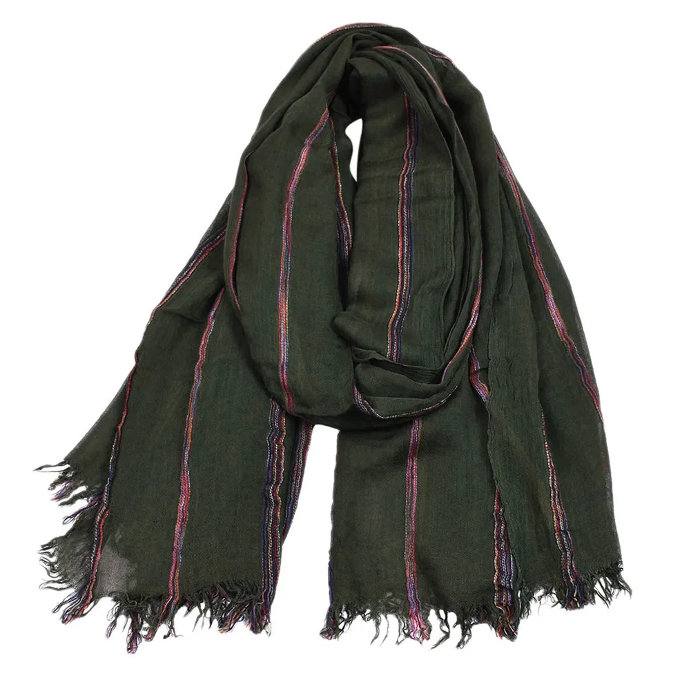 Cotton Linen Fashion Striped Men Scarf Autumn Winter Warm Scarves Short Tassel Bufanda Male Accessories Pashmina Shawl