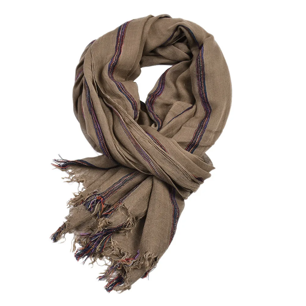 Cotton Linen Fashion Striped Men Scarf Autumn Winter Warm Scarves Short Tassel Bufanda Male Accessories Pashmina Shawl
