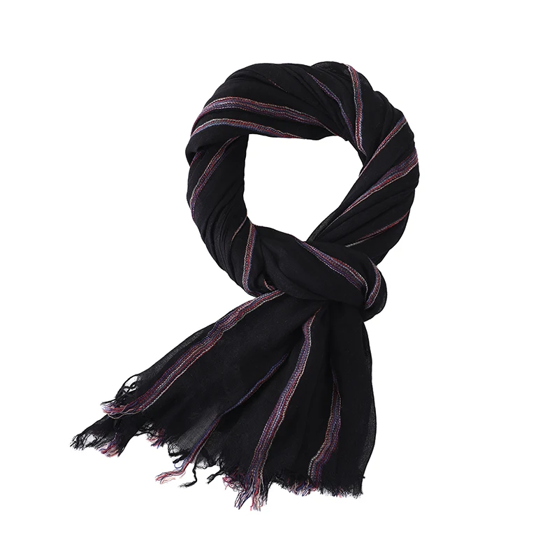 Cotton Linen Fashion Striped Men Scarf Autumn Winter Warm Scarves Short Tassel Bufanda Male Accessories Pashmina Shawl
