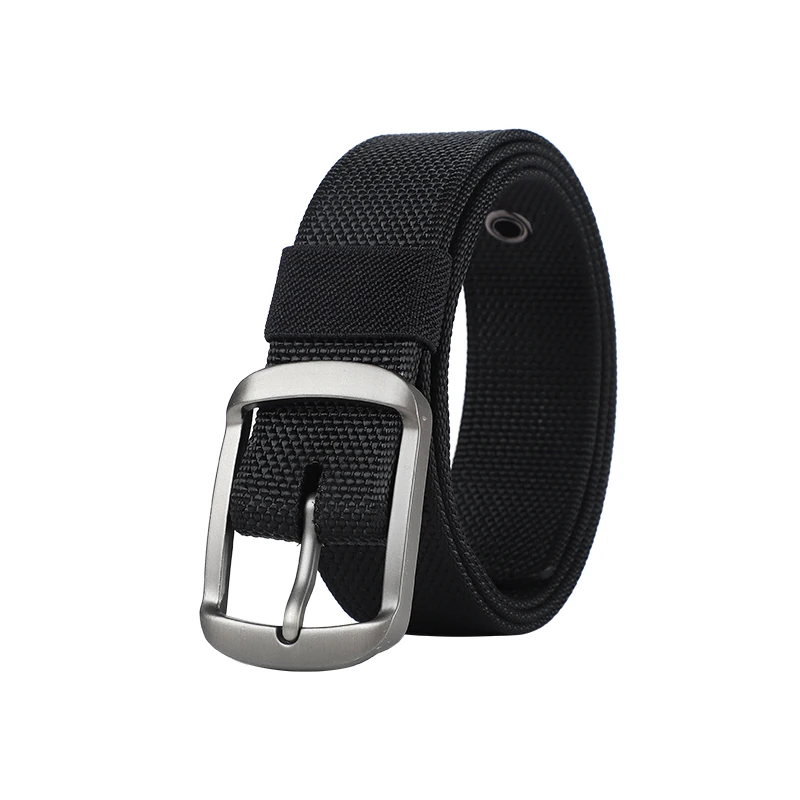 New multi-hole canvas belt for men with a button fastener, versatile denim belt for students and young people, Korean version, e