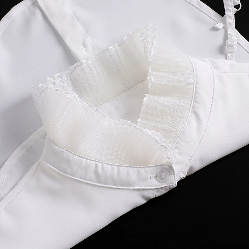 Elegant White Layered Doll Collar Half Shirt Blouse Detachable False Collar Ruffled High Neck Sweater Decorative Collar
