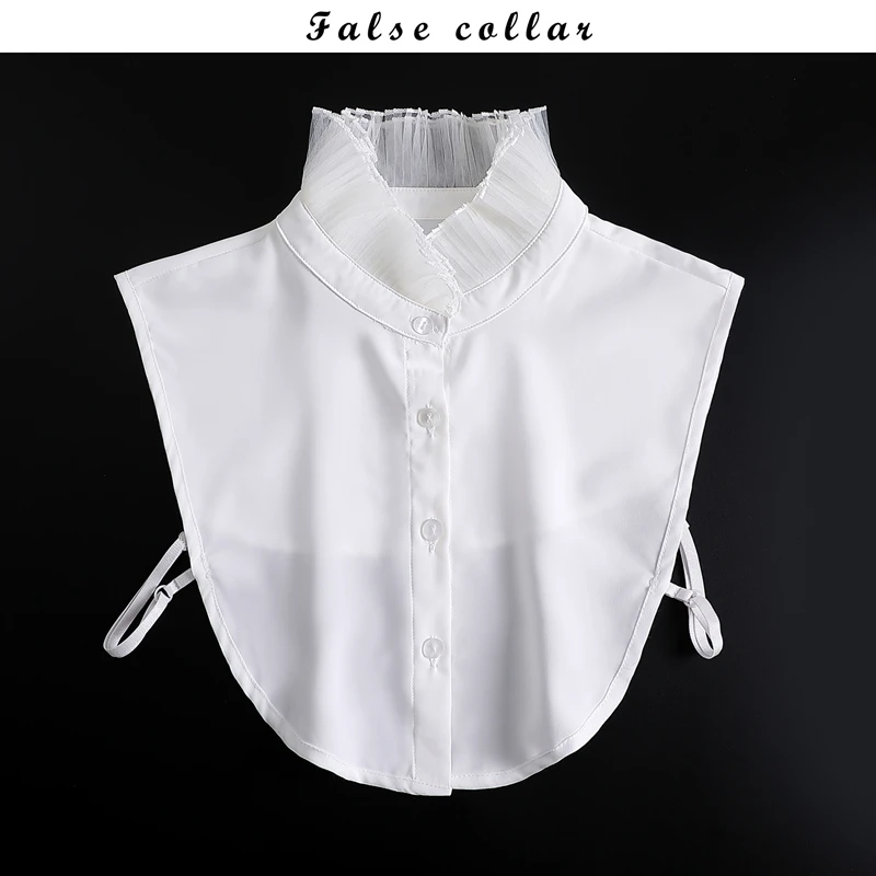 Elegant White Layered Doll Collar Half Shirt Blouse Detachable False Collar Ruffled High Neck Sweater Decorative Collar