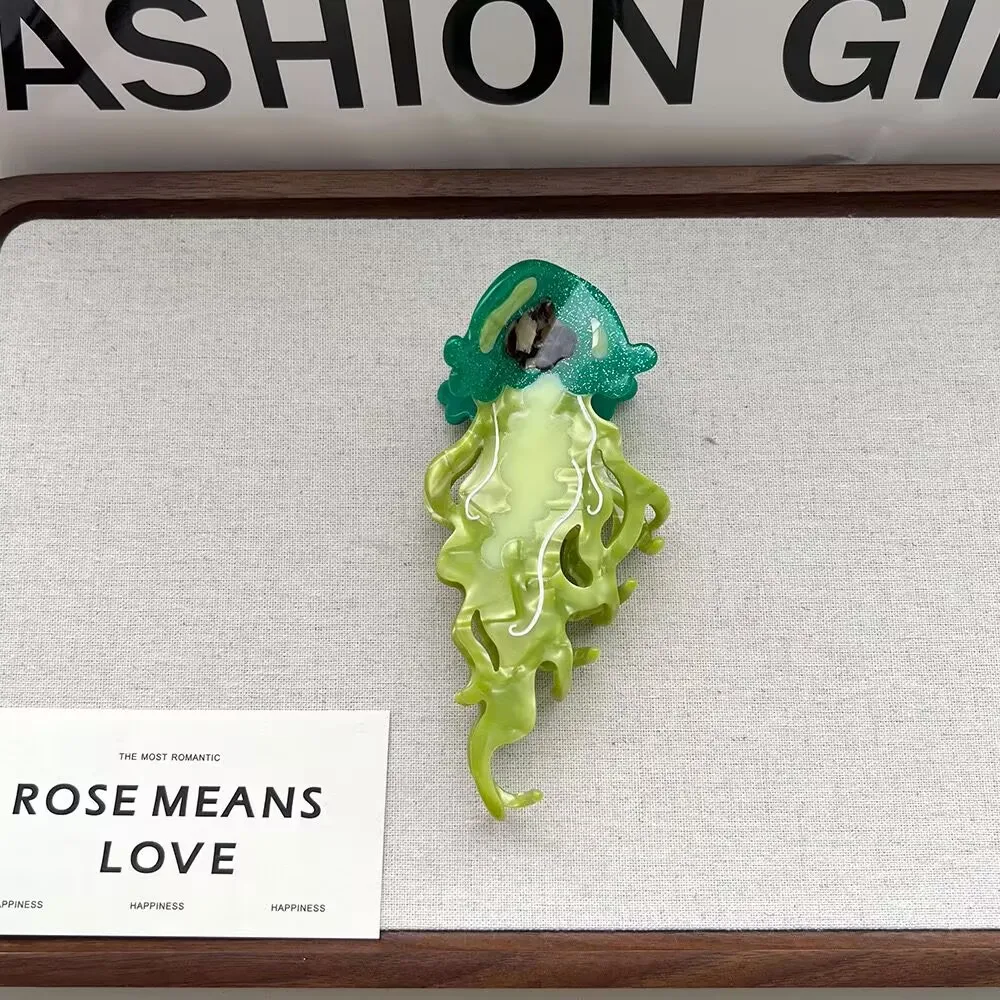 Jellyfish Claw Hair Clips. Unique Casual Island Style. Acetate, Handmade. High-Quality. Fashion-Trendy.