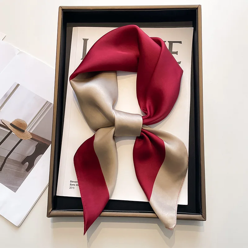 New Spring 70*70cm Square Scarf Women Shawl Floral Print Silk Hijab Foulard Female Bandana Luxury Brand Scarfs Ladies Decorate