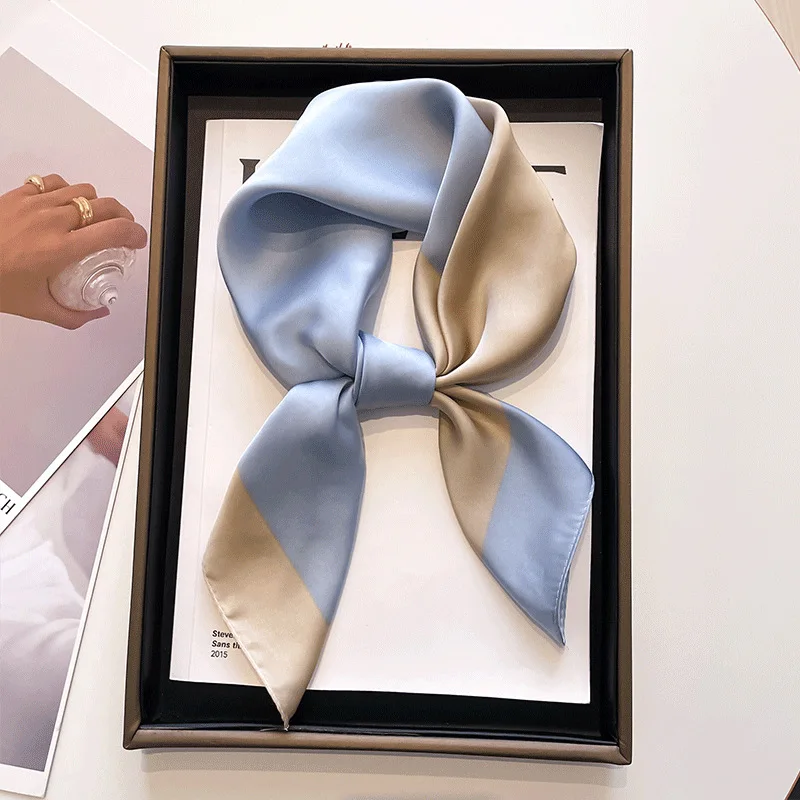New Spring 70*70cm Square Scarf Women Shawl Floral Print Silk Hijab Foulard Female Bandana Luxury Brand Scarfs Ladies Decorate