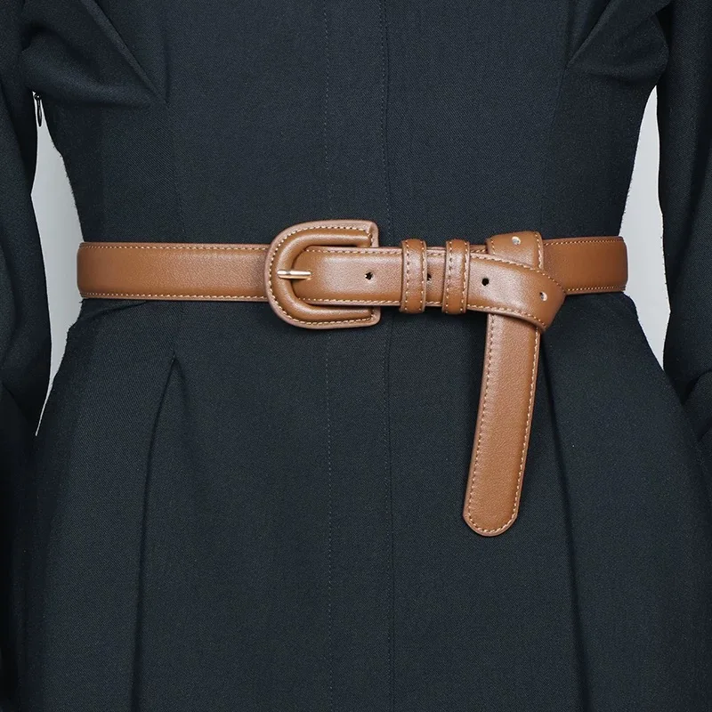 Fashion Women's Leather Belt Luxury Skinny Thin Designer Belts Women's Vintage Buckle Waistband Versatile Decor Coat Dress Jeans