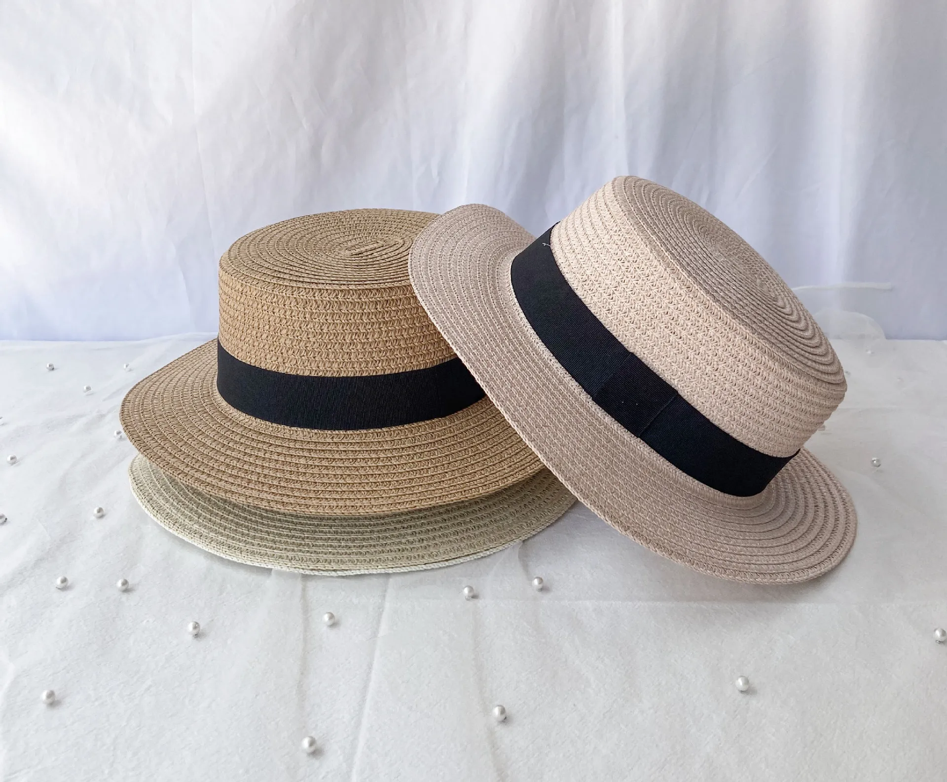 Korean Summer Men's and Women's Top Hats Straw Hats Sunshade Sunscreen Hats Beach Vacation Travel Hat