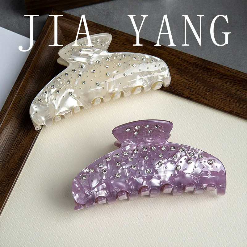 2025 luxury hair clip for women big Acetate hair claw girls purple hairclip whith Rhinestones large white hair clamp Accessories
