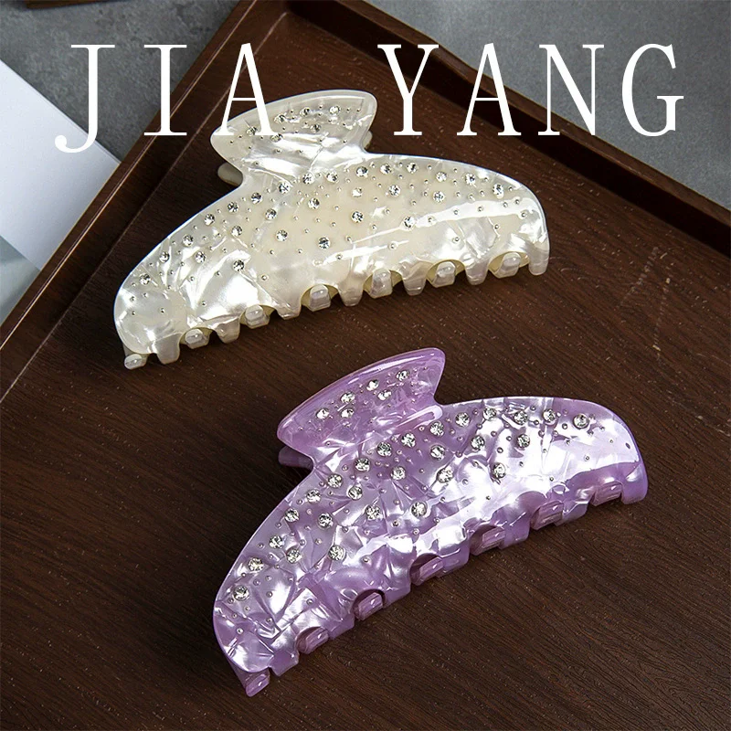 2025 luxury hair clip for women big Acetate hair claw girls purple hairclip whith Rhinestones large white hair clamp Accessories