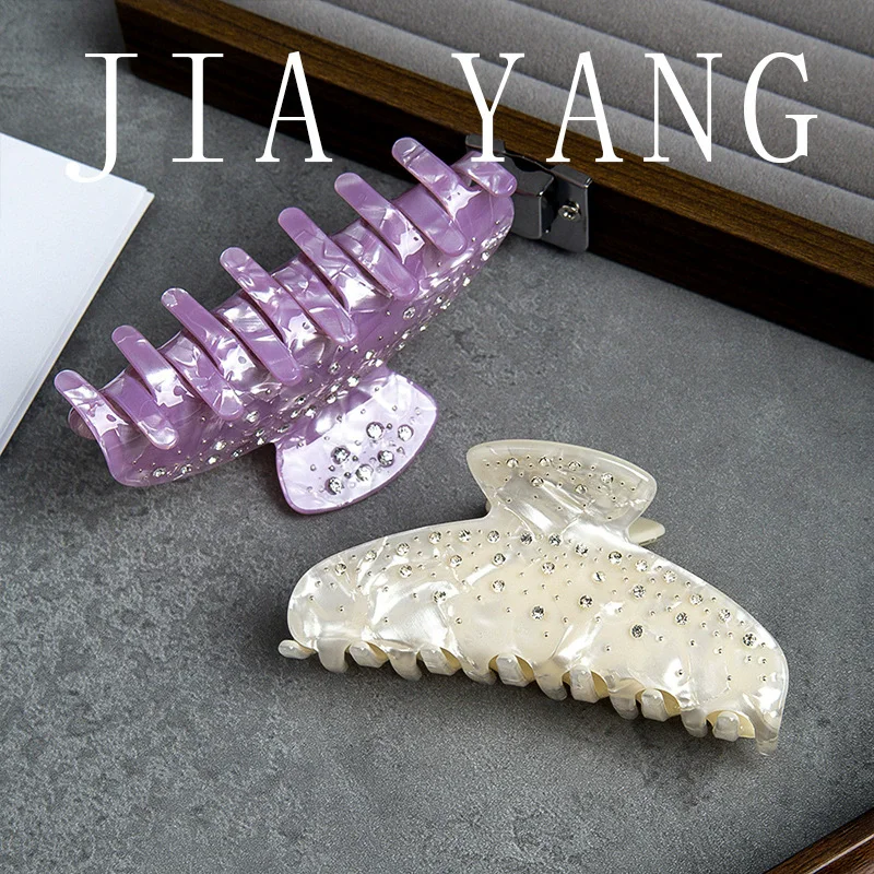 2025 luxury hair clip for women big Acetate hair claw girls purple hairclip whith Rhinestones large white hair clamp Accessories