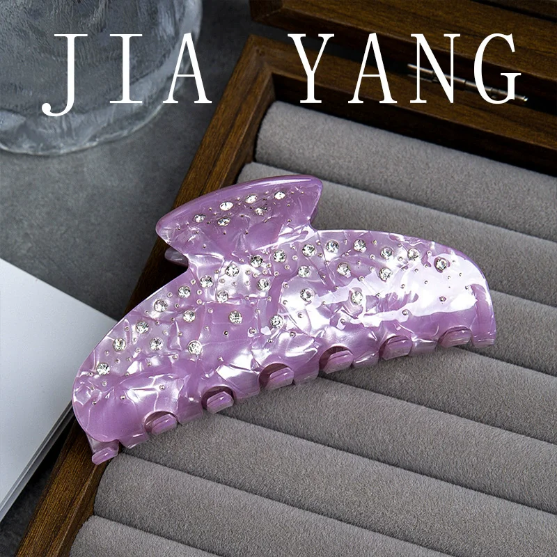 2025 luxury hair clip for women big Acetate hair claw girls purple hairclip whith Rhinestones large white hair clamp Accessories