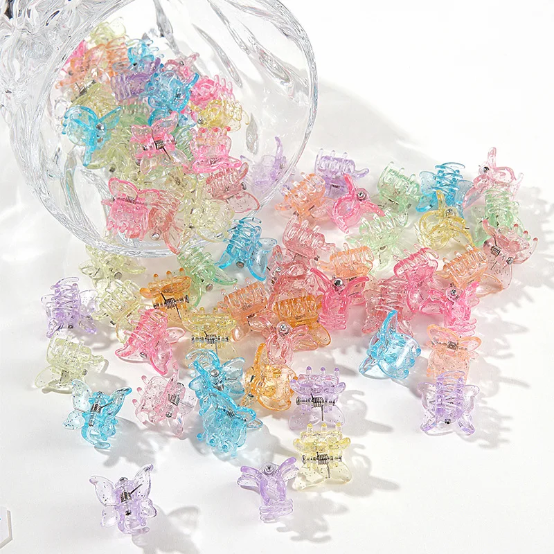 50pcs Mini Transparent Multi-color Butterfly Claw Clip Mini Hairpin Hair Clip Hair Accessories for Girls and Women Headwear