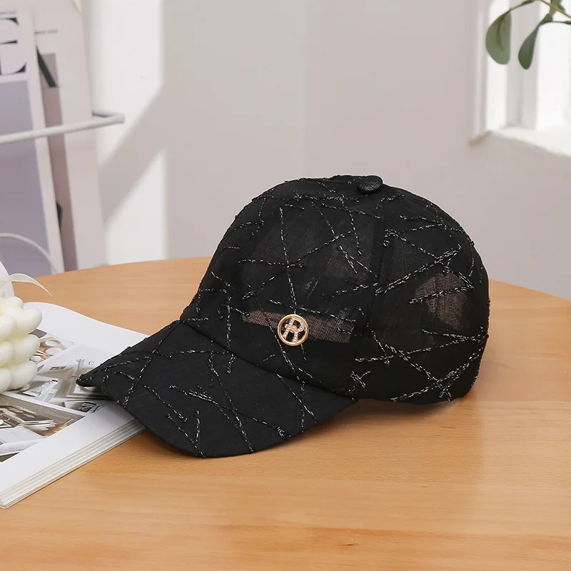 Adjustable Breathable Baseball Caps with Stylish Geometric Pattern - Lightweight Polyester Sun Hats for Spring & Autumn