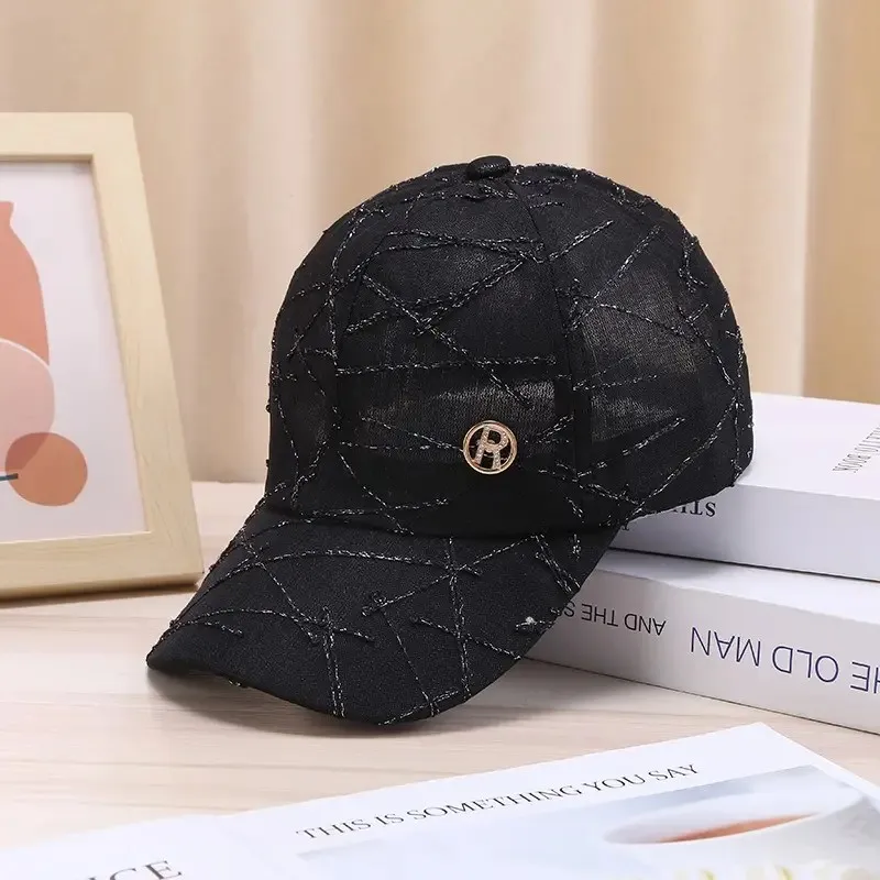 Adjustable Breathable Baseball Caps with Stylish Geometric Pattern - Lightweight Polyester Sun Hats for Spring & Autumn